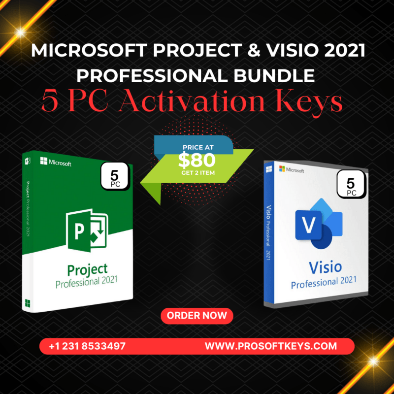 microsoft visio project professional 2021 activation key 5 pc key project management software project planning and scheduling bundle