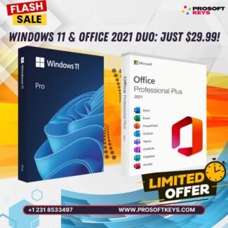 Windows 11 Pro and Office Professional 2021 Plus Bundle Deal, Special Flash Sale Offer, Discounted Software Package, ProsoftKeys Digital Download, Secure Product Key Purchase, Computer Operating System and Office Suite, 10-Day Limited Time Promotion.