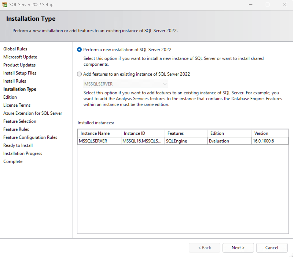 perform new installation
