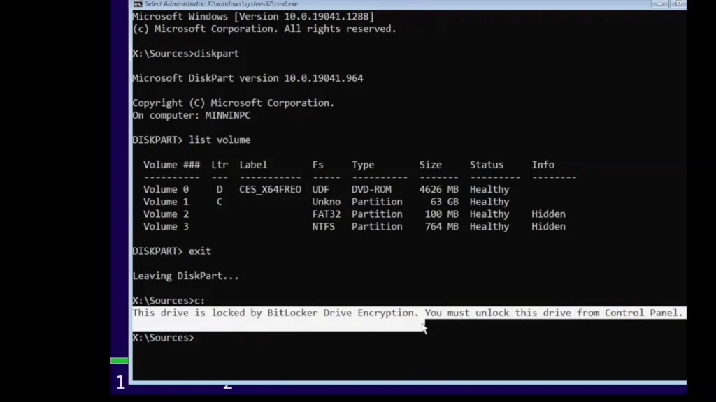 bitlocker block acces to C drive